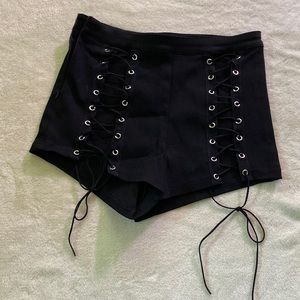 Black, Sexy, Tie Front Shorts